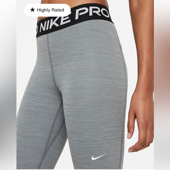 Nike Pro mid rise mesh paneled leggings training ankle length grey fitted Medium - Picture 14 of 15